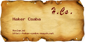 Haker Csaba névjegykártya